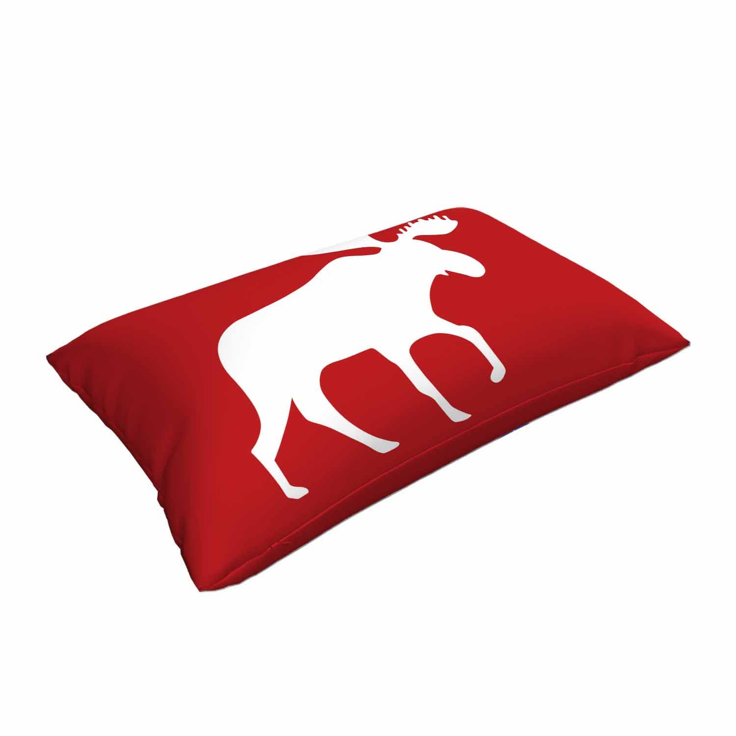 Premium Moose Print Rectangle Pillow Cover - Red Background Decorative Cushion Case 20x30 Inches for Sofa, Couch, Bedroom & Living Room - Perfect for Cozy Home Decor and Seasonal Accents