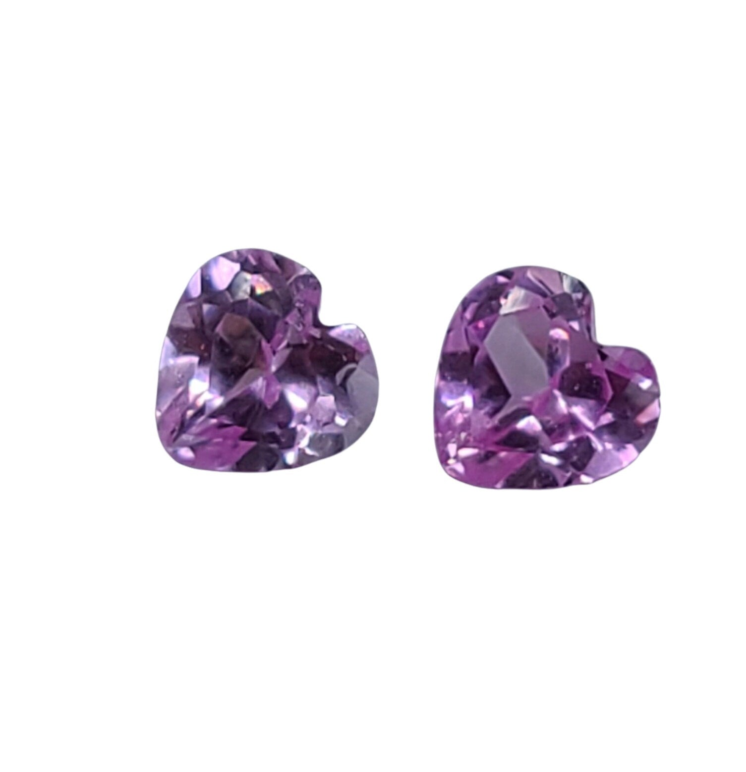 Natural Pink Sapphire Loose Stones - 1.45ctw Matched Pair, 5mm Heart Shape, VVS Clarity, September Birthstone for Jewelry Making & Engagement Rings