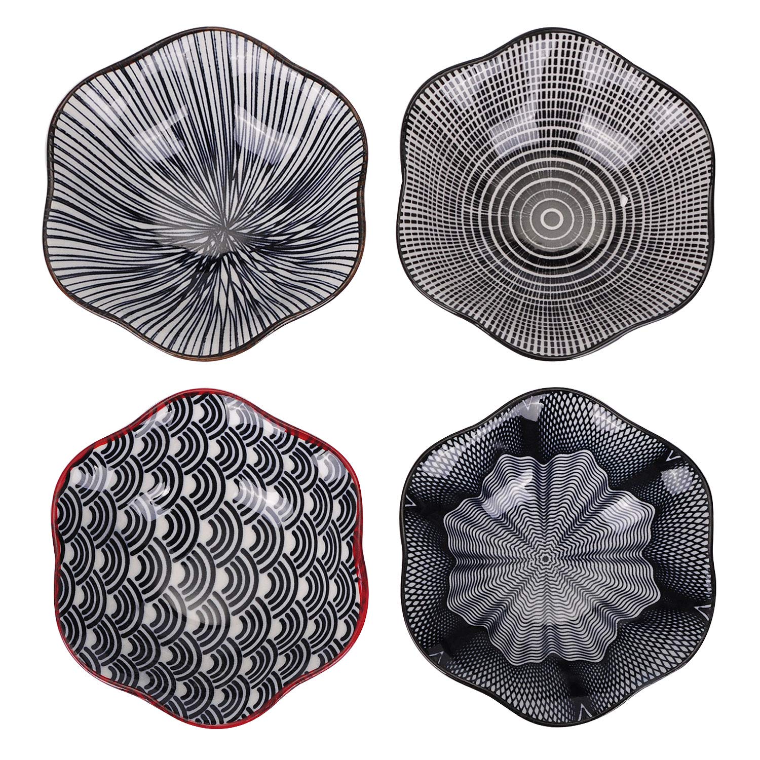 VanEnjoy 4-Piece Ceramic Japanese Dipping Bowls Set - Modern Soy Sauce & Seasoning Dishes for Sushi, Dumplings & Asian Cuisine - Perfect for Restaurants, Home Dining & Gift Giving