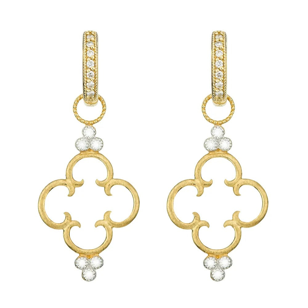 Jude Frances Simple Clover Diamond Trio Earring Charms - Elegant Sterling Silver Jewelry for Women, Perfect for Everyday Wear, Gift Giving & Special Occasions