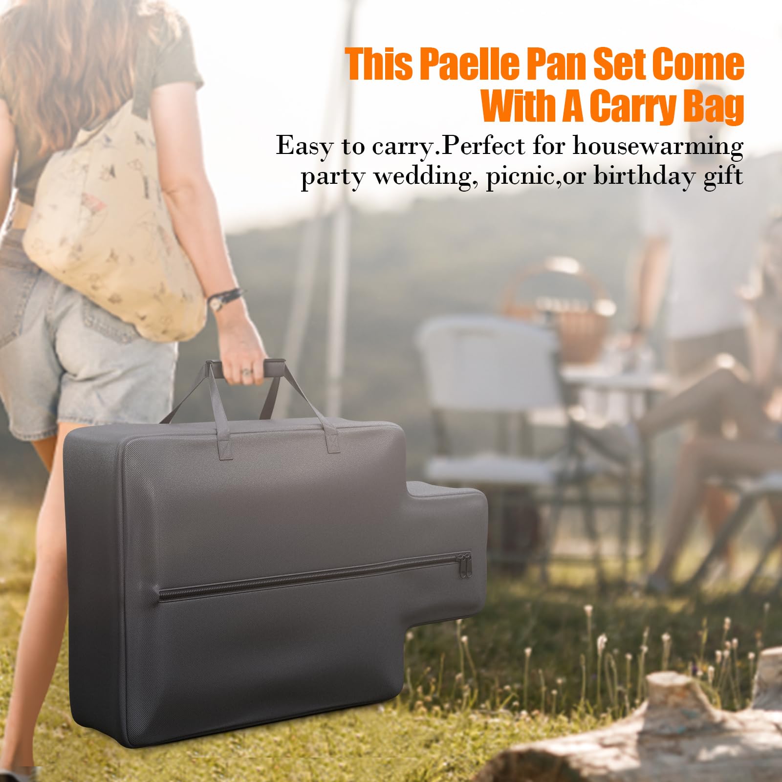 18 Inch Professional Paella Pan and Burner Set with Stand - Includes Carry Bag, Built-In Ignitor & Regulator Hose - Perfect for Outdoor Cooking, Parties & Spanish Cuisine (12 Servings)
