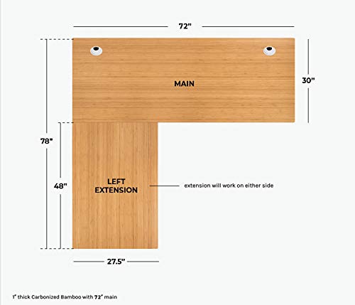 VWINDESK 48 x 27.5 x 1 Inch Solid Bamboo Table Top for Standing Desk - Eco-Friendly Home Office Desk, Right Angle Edge - Perfect for Work from Home, Study & Gaming Setup
