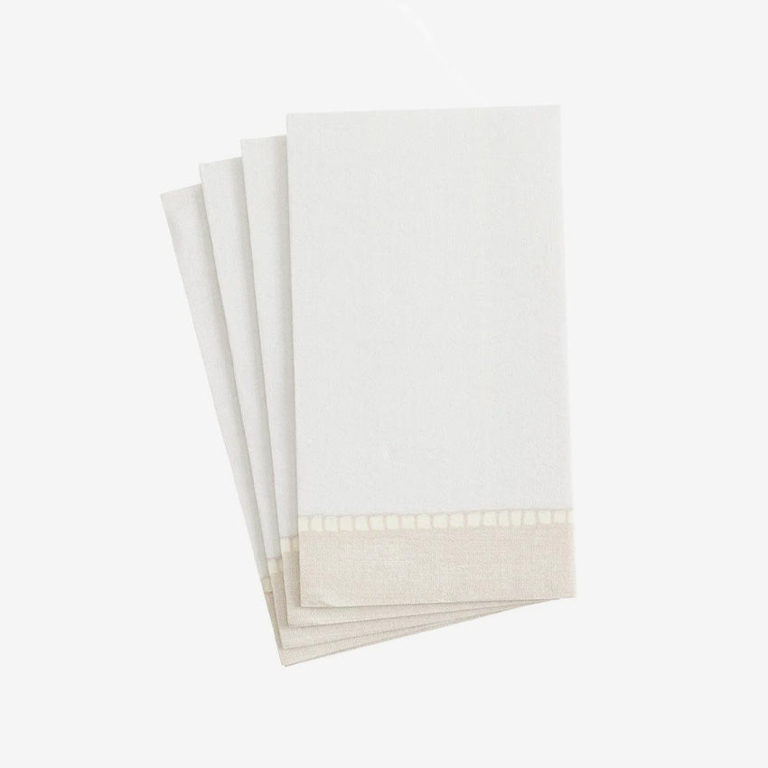 Caspari Premium Linen Border Paper Napkins - Elegant Disposable Dinner Napkins for Parties, Weddings & Formal Events