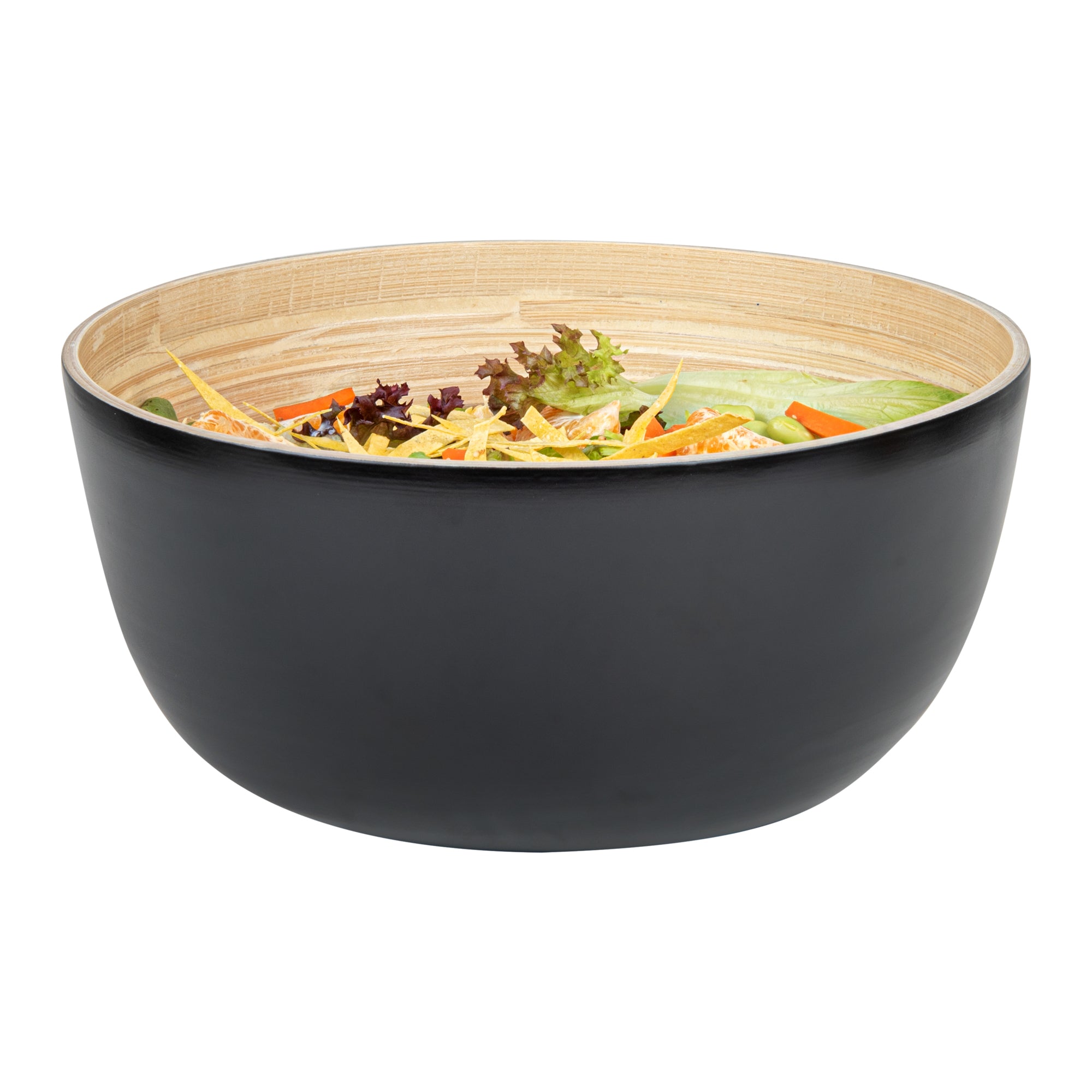 Bambuddha 30 oz Round Black Spun Bamboo Large Salad Bowl - 11 x 11 x 5.5 Inches - Perfect for Serving Salads, Pasta, Fruits & Party Snacks - Eco-Friendly Kitchenware (1 Count)