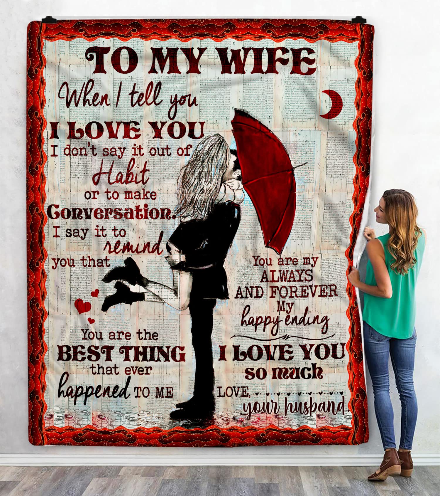 Personalized 'I Love You' Throw Blanket for Wife - Custom Name Romantic Gift from Husband - Valentine's Day & Anniversary Present - Cozy Fleece Blanket for Couples, Bedroom Decor, and Romantic Surprises