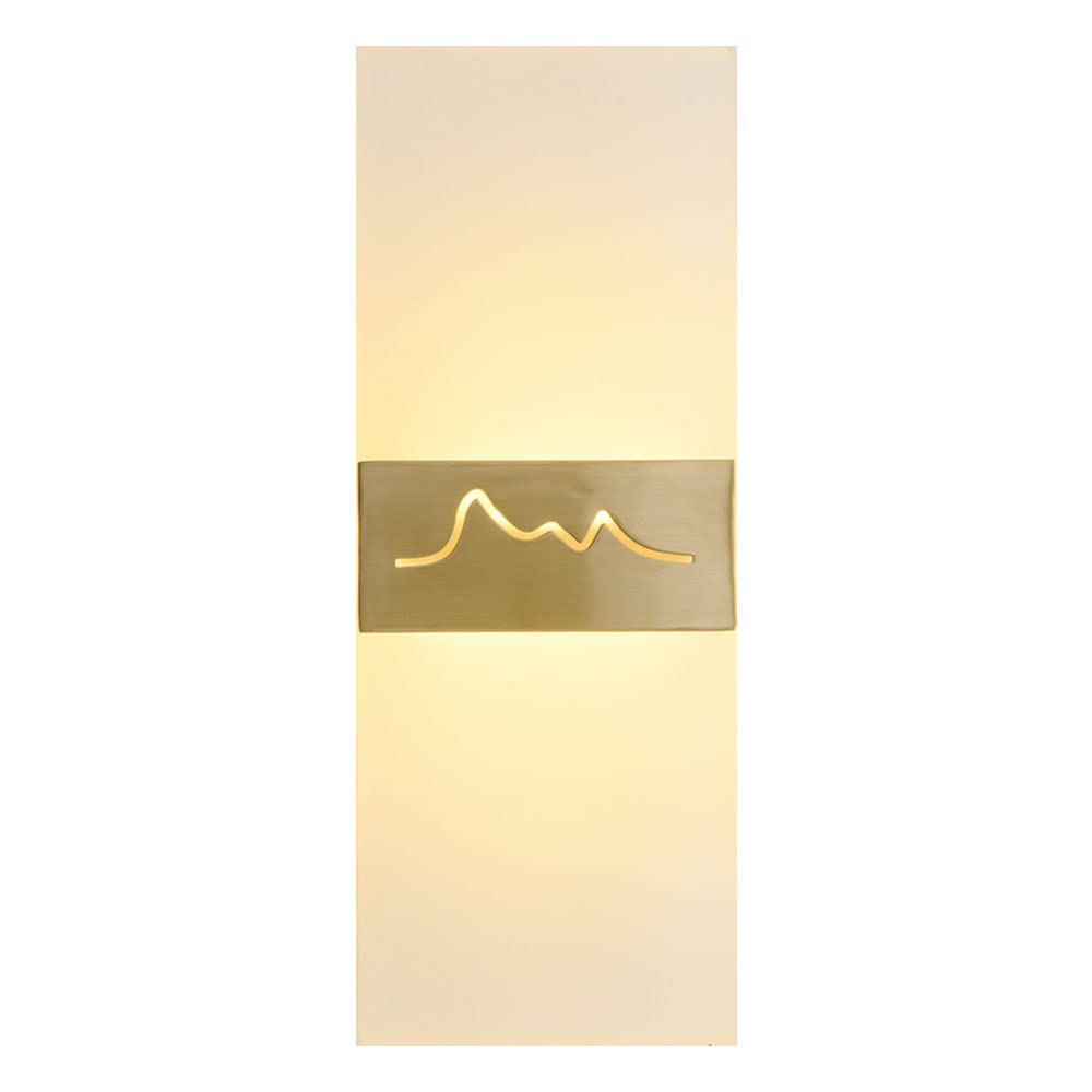 Modern LED Wall Sconce Lighting - All Copper Rectangular Acrylic Wall Lamp for Living Room, Bedroom & TV Background - Energy Efficient Indoor Wall Lighting for Home Decor & Ambience