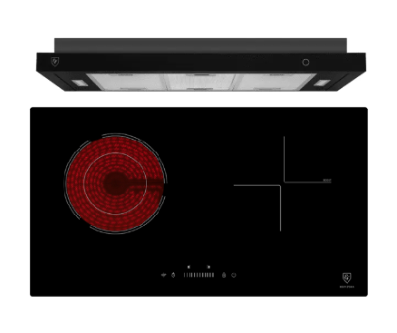EF HB IV 2734 A 70CM Built-in Combi Hob & EFCH 9204T BK 90CM Stainless Steel Cooker Hood Set - Perfect for Modern Kitchen, Restaurant & Home Cooking