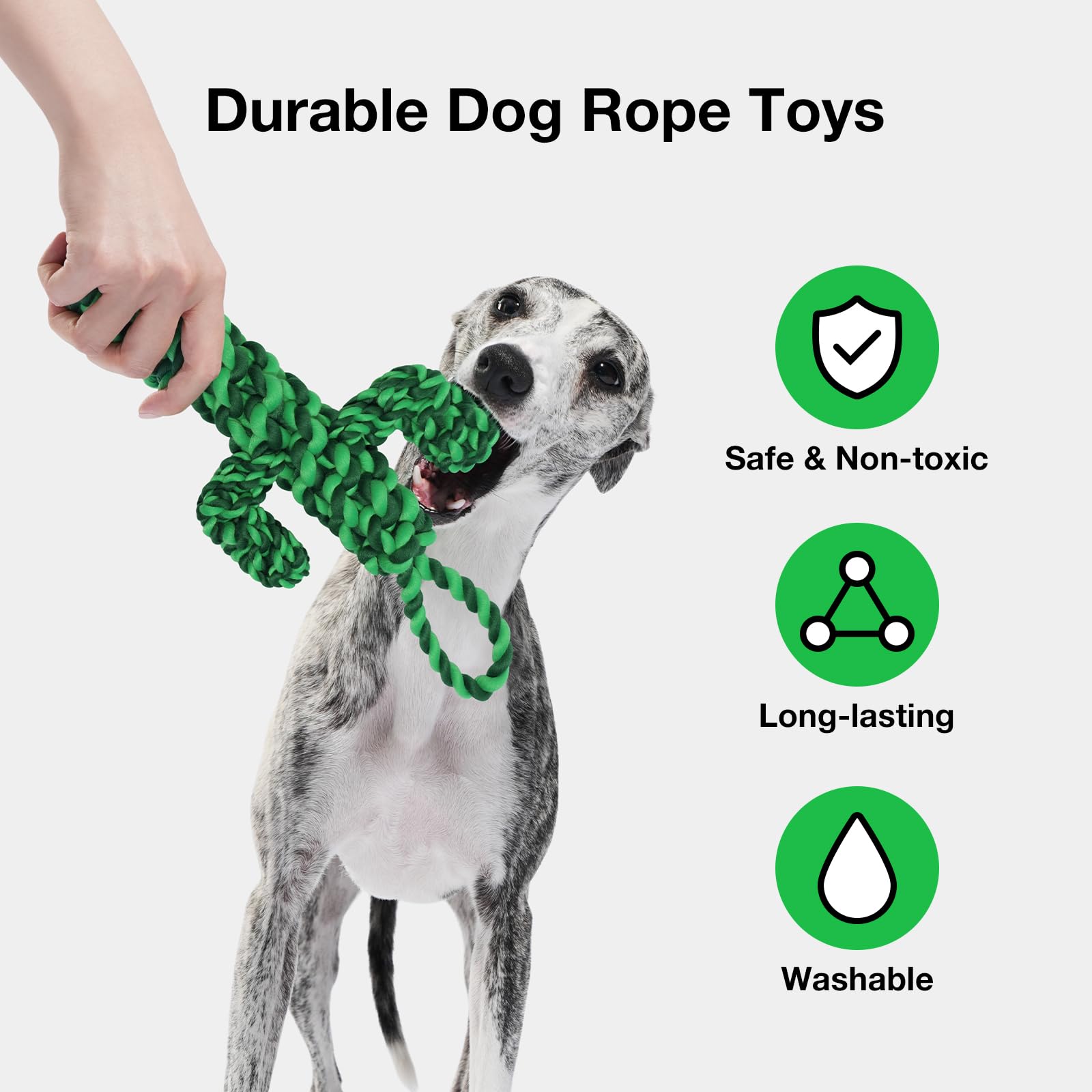 Durable Dog Rope Toys for Large Breed - Heavy Duty Tug of War Chew Toy with Ergonomic Grip | Puppy Training, Teething Relief & Interactive Play | Perfect Christmas Holiday Gift for Dogs (Cactus Design) - Great for Outdoor Play, Indoor Training & Bonding Activities
