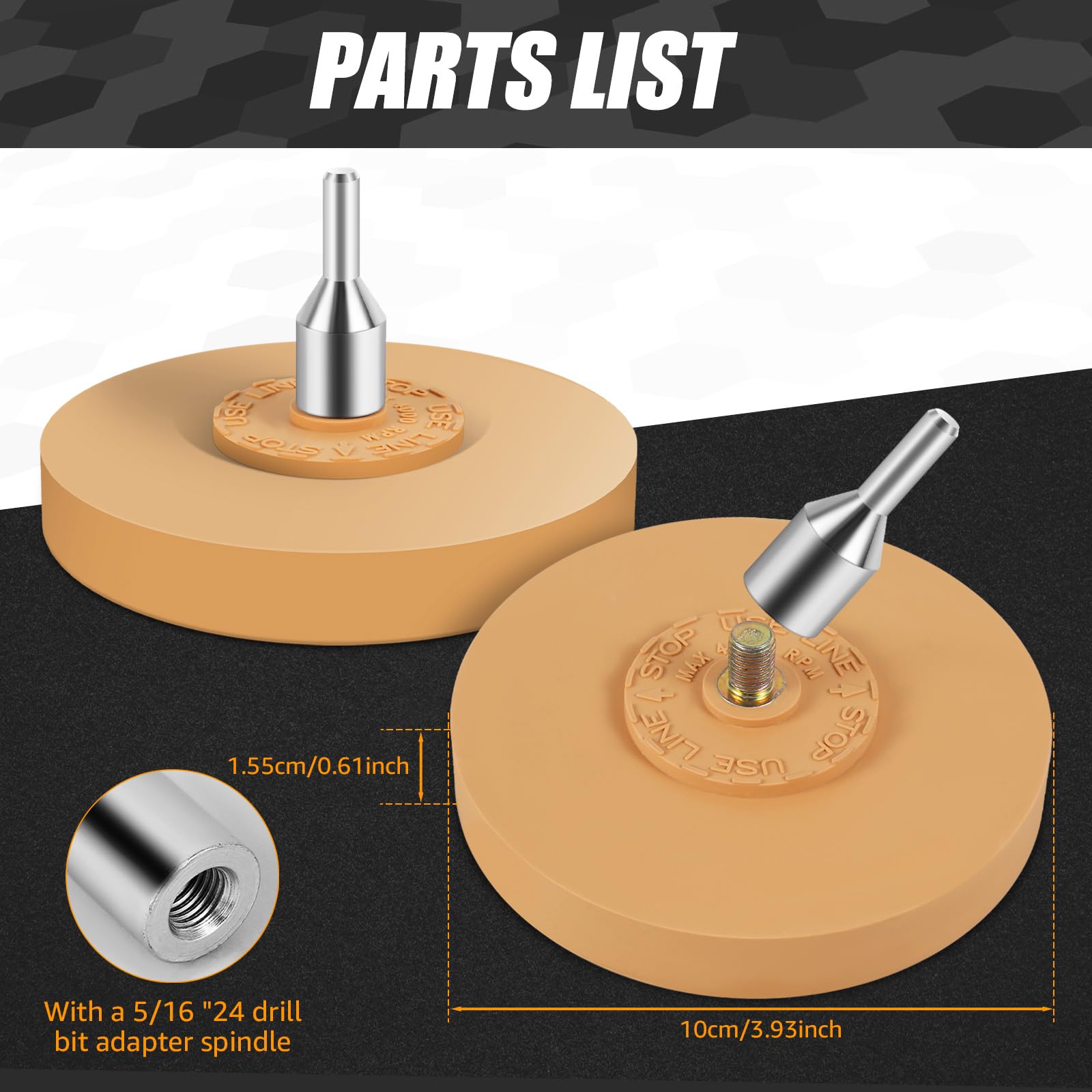 2PCS 4-Inch Rubber Decal Remover Wheel - Safe Car Sticker & Adhesive Removal Tool for Vinyl, Bumper Stickers - Smooth Eraser Wheel for Auto Detailing & DIY Projects