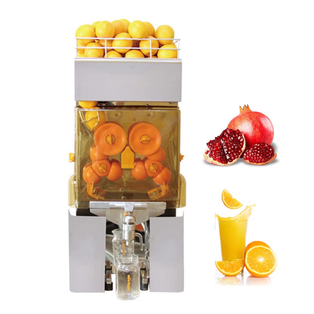 Commercial 110V Slow Masticating Orange Juicer Machine - Stainless Steel Juice Extractor with Auto Peeling & Easy Clean Spout - Perfect for Oranges, Grapefruits & Citrus Fruits - Ideal for Restaurants, Juice Bars & Home Kitchens