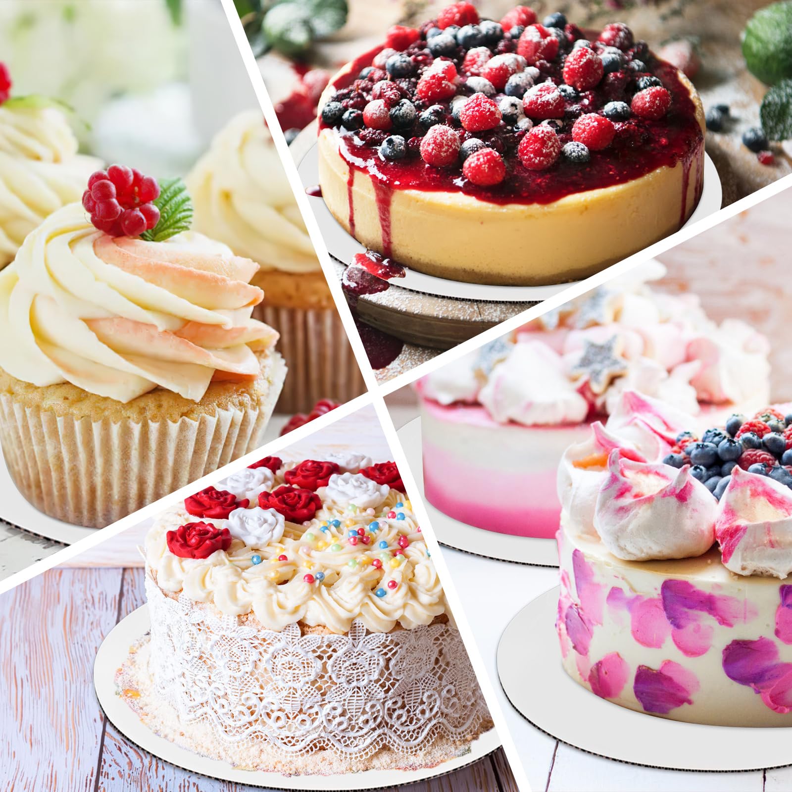 WINKIO 8-Pack 10 Inch Round White Cake Boards - Food Grade Cardboard Cake Rounds, Waterproof & Oilproof Cake Bases for Baking, DIY Desserts, Wedding Cakes, and Craft Displays (White) - Perfect for Home Bakers, Professional Chefs, and Party Decorations