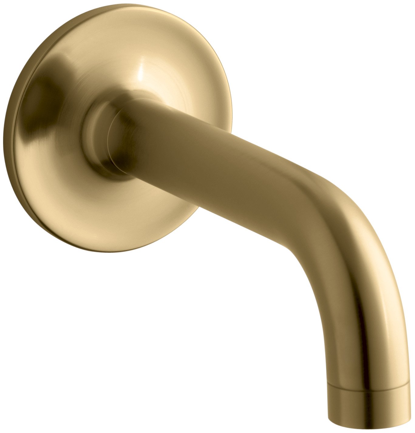 Kohler K-14427-BGD Purist Wall-Mount Non-Diverter Bathroom Faucet Spout, 90-Degree Angle, Vibrant Moderne Brushed Gold Finish - Perfect for Modern Bathroom & Shower Installations