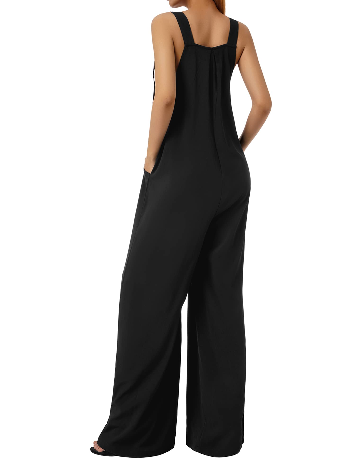 Kaipiclos Women's Loose Fit Linen Overalls - Plus Size Wide Leg Jumpsuit with Pockets | Solid Color Denim Suspenders for Casual Summer Outfits & Boho Fashion