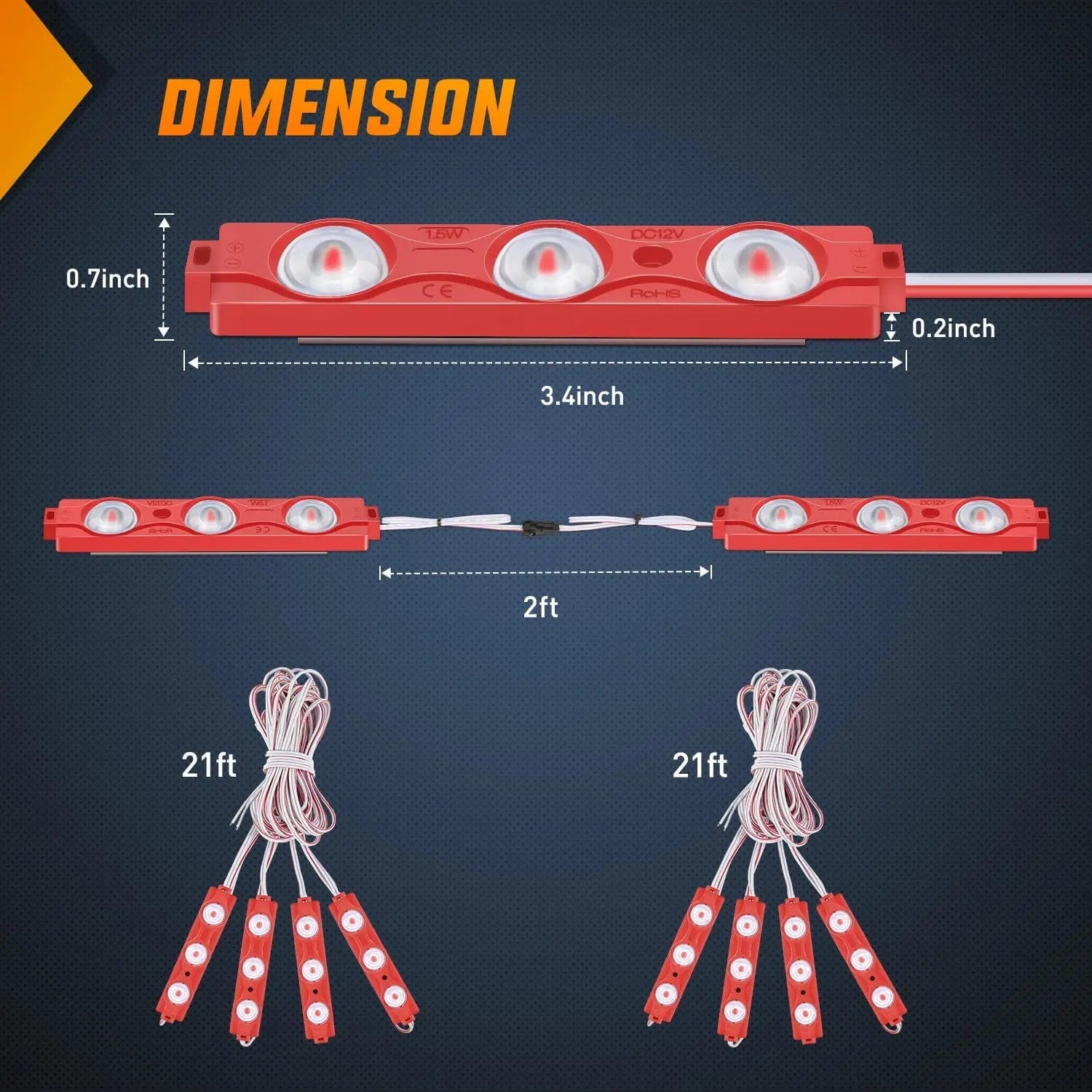 24-Piece Ultra Bright Red LED Light Kit - 8 Sets for Cars, Motorcycles, Boats & Home Decor - High Visibility & Energy Efficient Lighting