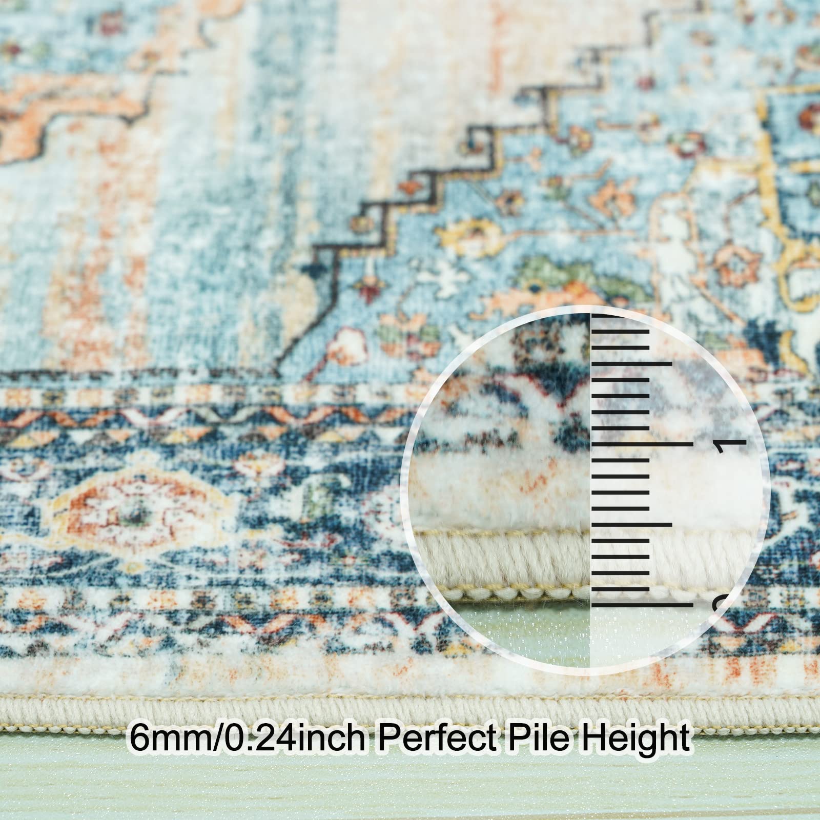 Non-Slip Washable Runner Rug 2x12 Feet - Waterproof Hallway Carpet for Kitchen, Living Room, Bedroom & Bathroom | Durable Anti-Skid Floor Mat for High Traffic Areas (Blue, 2X12) - Perfect for Entryways, Stairs and Home Decor
