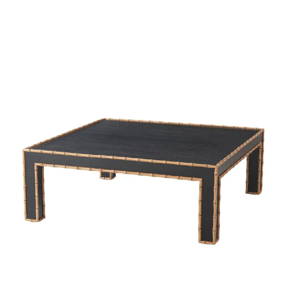 Stylish Cristina Faux Bamboo Frame Black Coffee Table - Modern Living Room Centerpiece for Home Decor