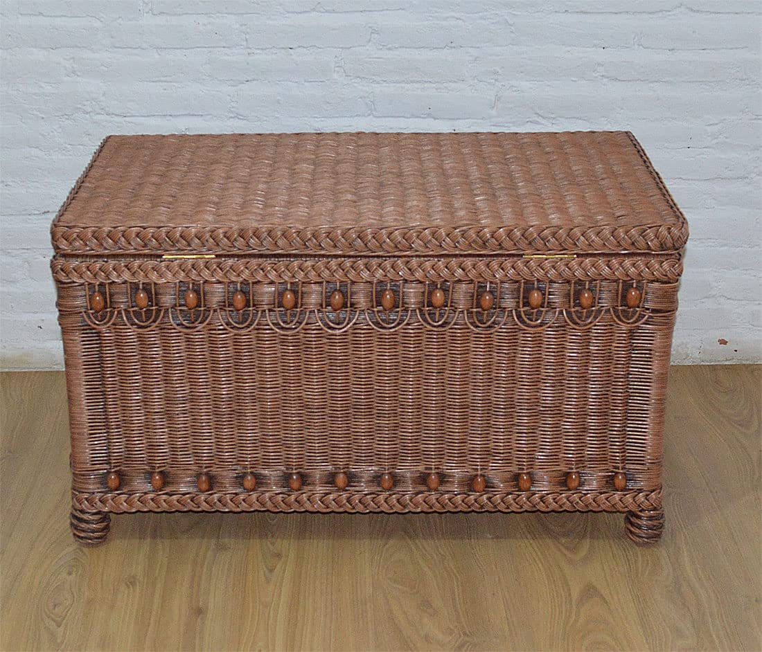 Rustic Wicker Storage Trunk with Wood Lining - 37.5