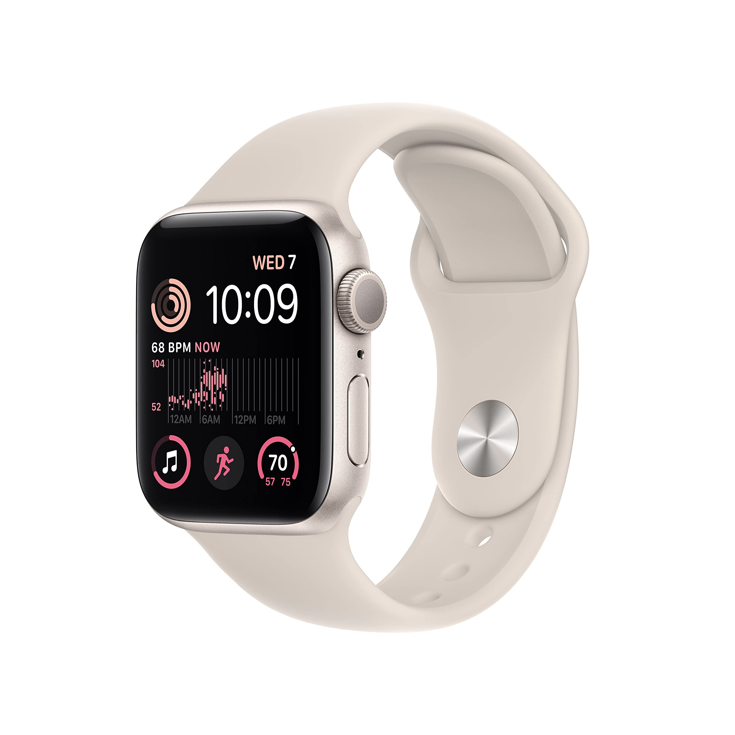 Apple Watch SE (2nd Gen) 40mm GPS Smartwatch - Renewed Starlight Aluminum Case with Starlight Sport Band (M/L) | Fitness Tracker, Heart Rate Monitor, Water Resistant for Running, Swimming & Daily Use