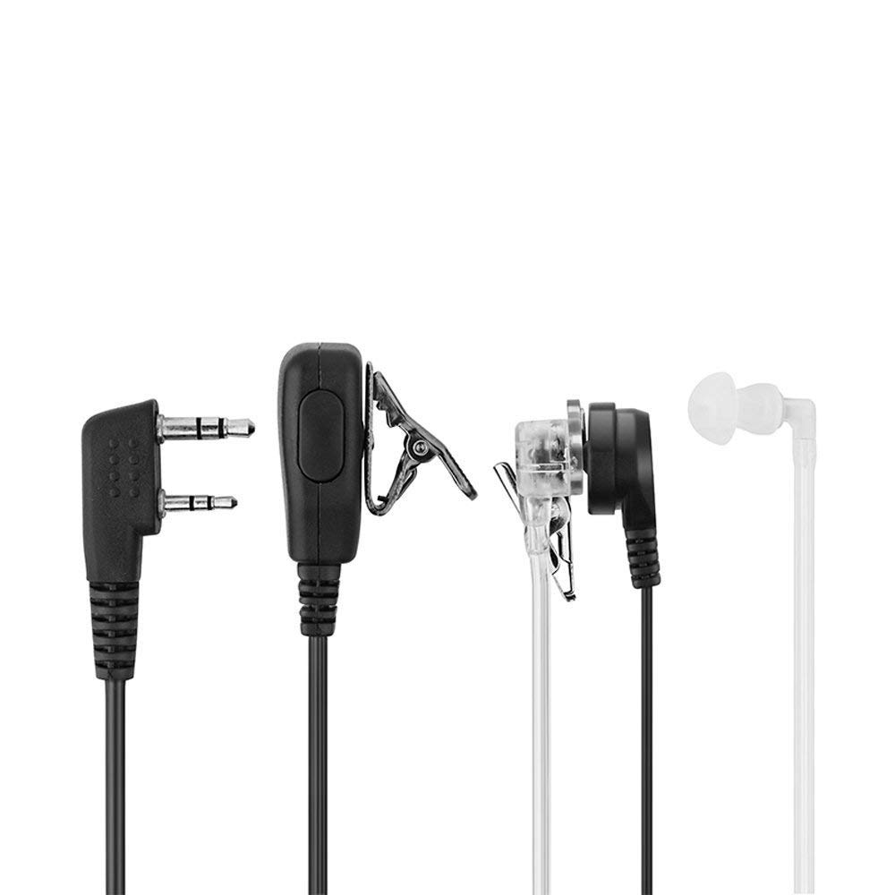 2-Pin Covert Acoustic Tube Walkie Talkie Earpiece with PTT Mic – Discreet Two-Way Radio Earpiece for Kenwood, Puxing, Wouxun Radios – Pack of 2 – Ideal for Security, Construction & Event Staff Communication