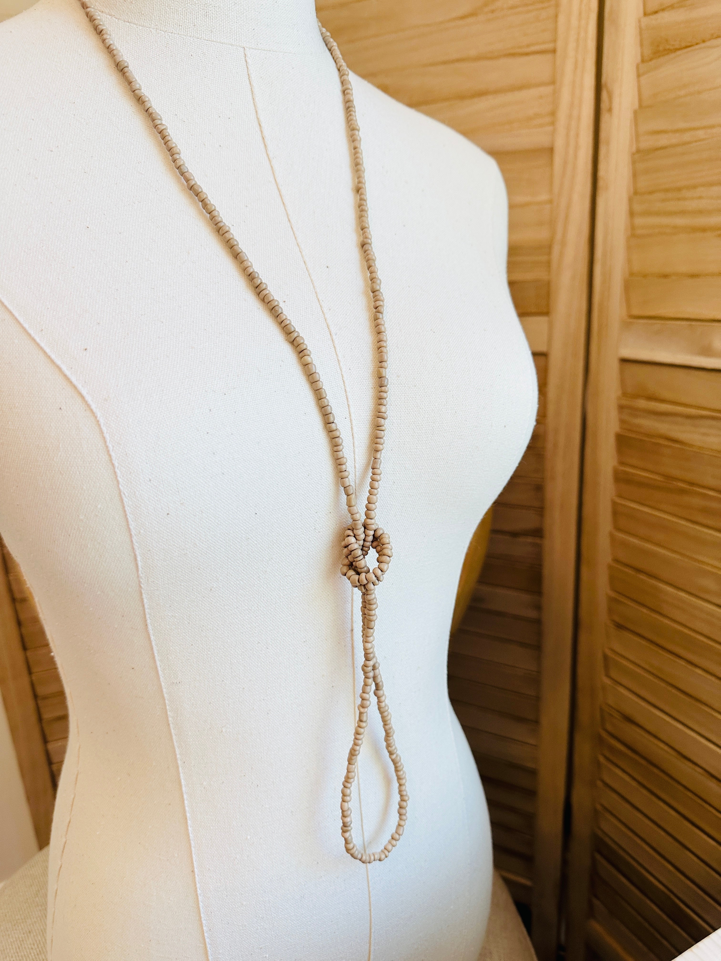 Elegant Beaded Wrap Necklace & Bracelet Set - Taupe Boho Jewelry for Women | Perfect for Casual Wear, Parties & Gifts