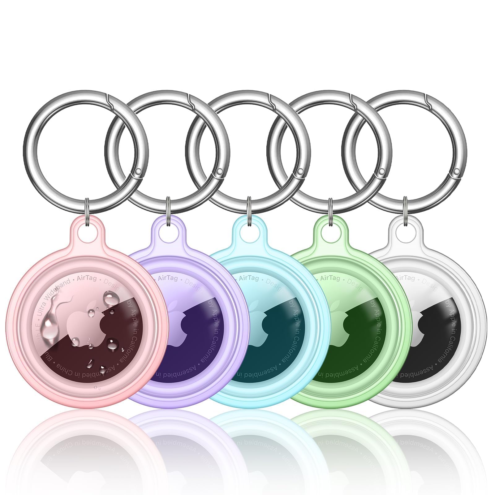MOLOVA Waterproof AirTag Keychain Holder (5 Pack) - Durable Protective Case with Key Ring for Apple AirTags - GPS Tracker Accessories for Keys, Wallets & Bags - Multi-Color Options for Easy Identification