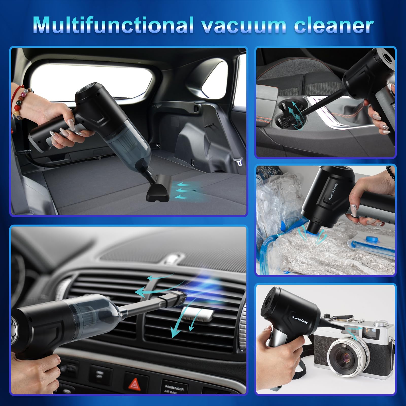 Cordless Handheld Vacuum Cleaner - 13000PA Powerful Suction, Brushless Motor, 3-in-1 Portable Car & Home Vacuum with Long Battery Life | Perfect for Car Seats, Pet Hair, Sofa & Small Spaces Cleaning