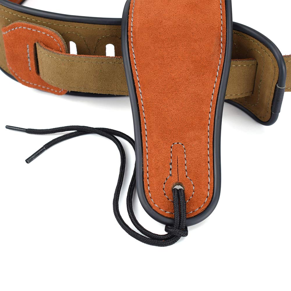 Premium CLOUDMUSIC Leather Guitar Strap - Wide Suede Strap for Bass, Acoustic & Electric Guitars (Classic Brown) - Comfortable & Durable for Live Performances & Studio Sessions
