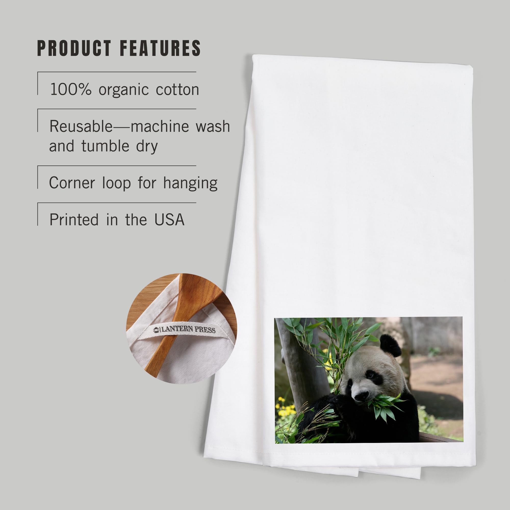 Lantern Press Panda 100% Cotton Tea Towel - Decorative Hand Towel for Kitchen & Home | Perfect for Dish Drying, Gift Giving & Farmhouse Decor