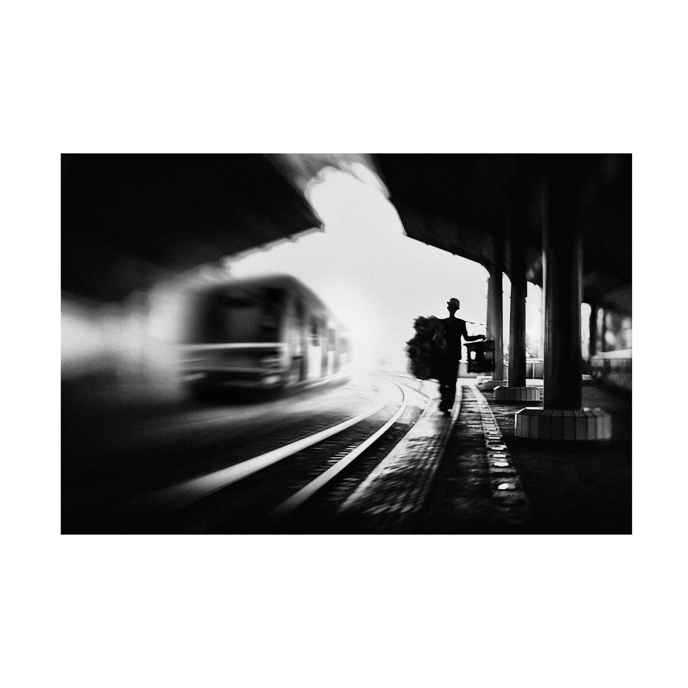 Sebastian Kisworo 'At The Station Train And Trader' Canvas Wall Art Print - Vintage Railway Painting for Living Room, Office & Home Decor
