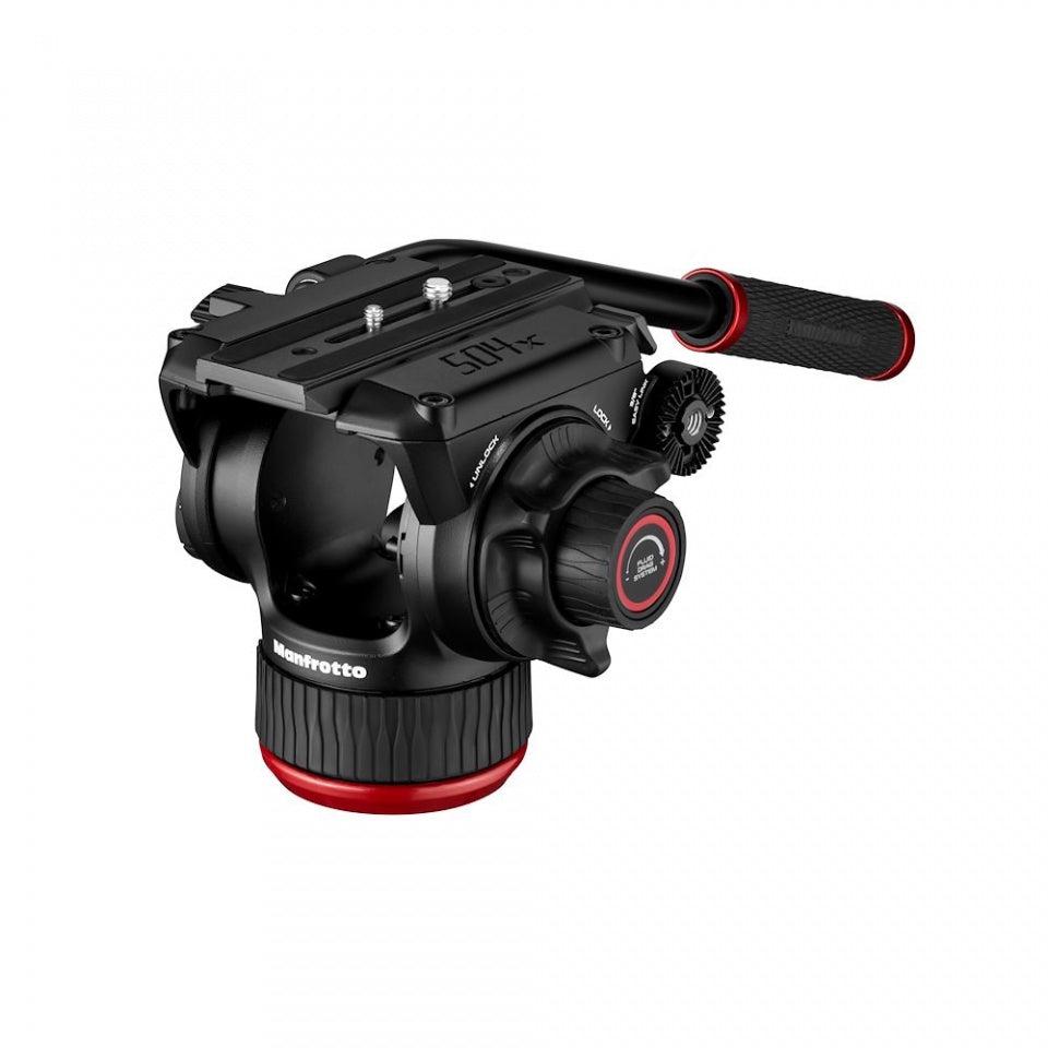 Manfrotto 504X Professional Fluid Video Head with Flat Base - Smooth Pan & Tilt for DSLR & Mirrorless Cameras - Perfect for Videography, Live Streaming & Film Production