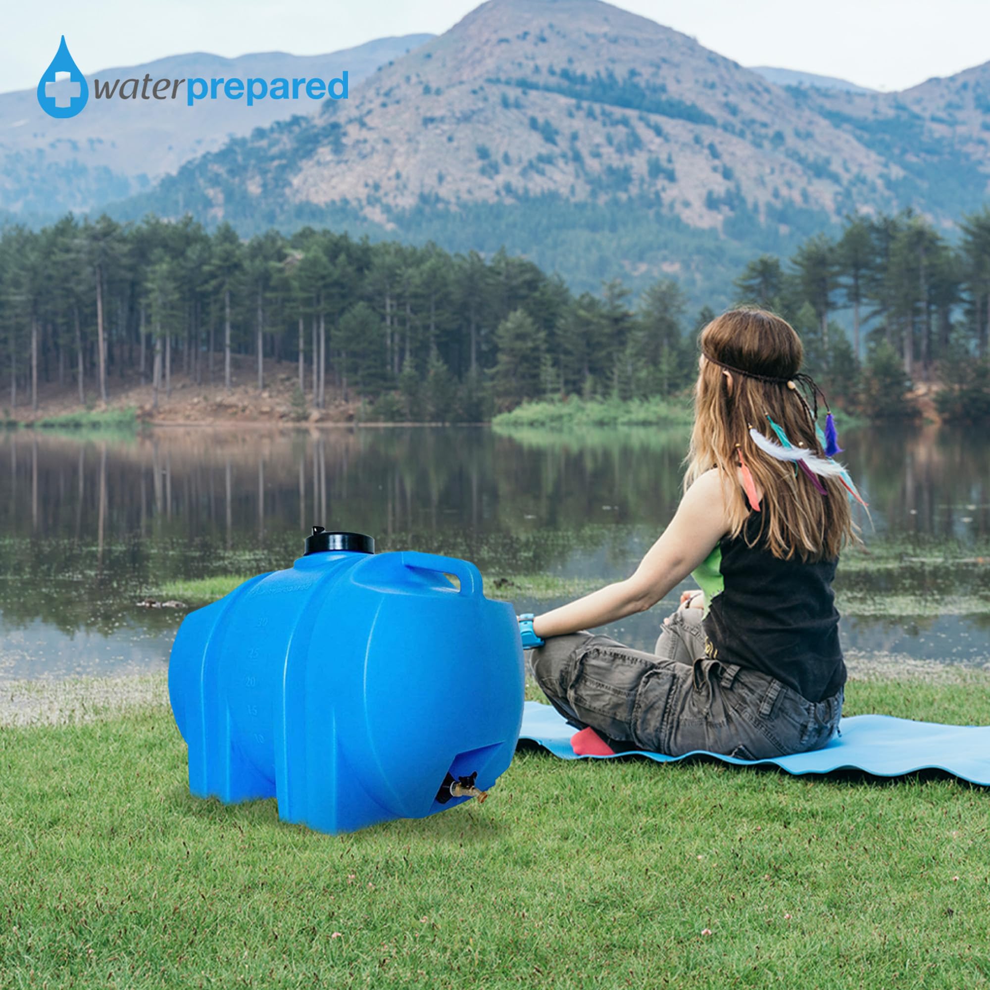 35 Gallon Emergency Water Storage Tank - BPA Free Blue Water Barrel with Large Lid for Disaster Preparedness | Space Saving, Long Lasting Water Container for Home, Camping & Emergency Survival Kits