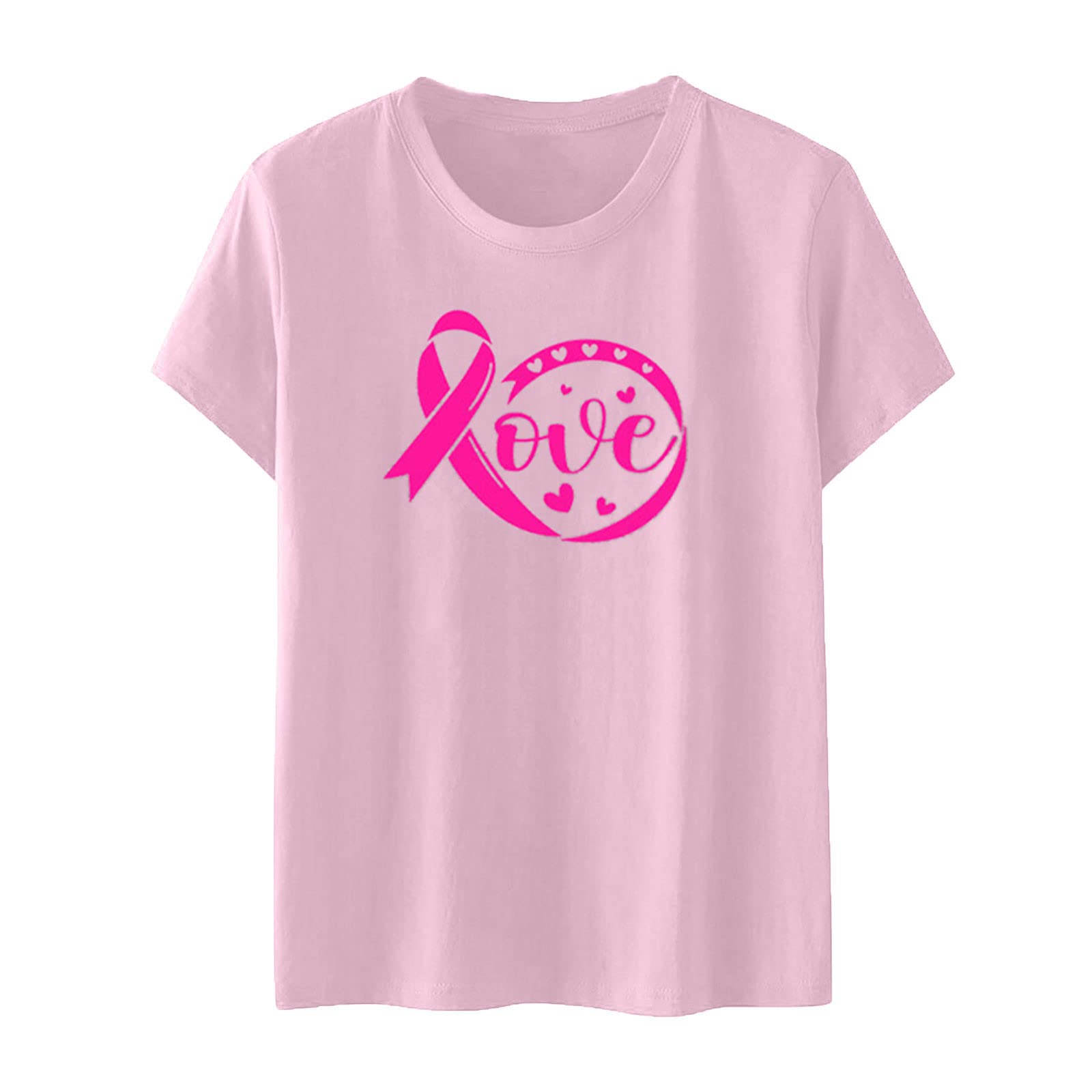 Women's Breast Cancer Awareness T-Shirts - Short Sleeve Pink Ribbon Support Tee for Summer | Comfortable Casual Wear for Fundraising Events, Survivor Support & Everyday Awareness
