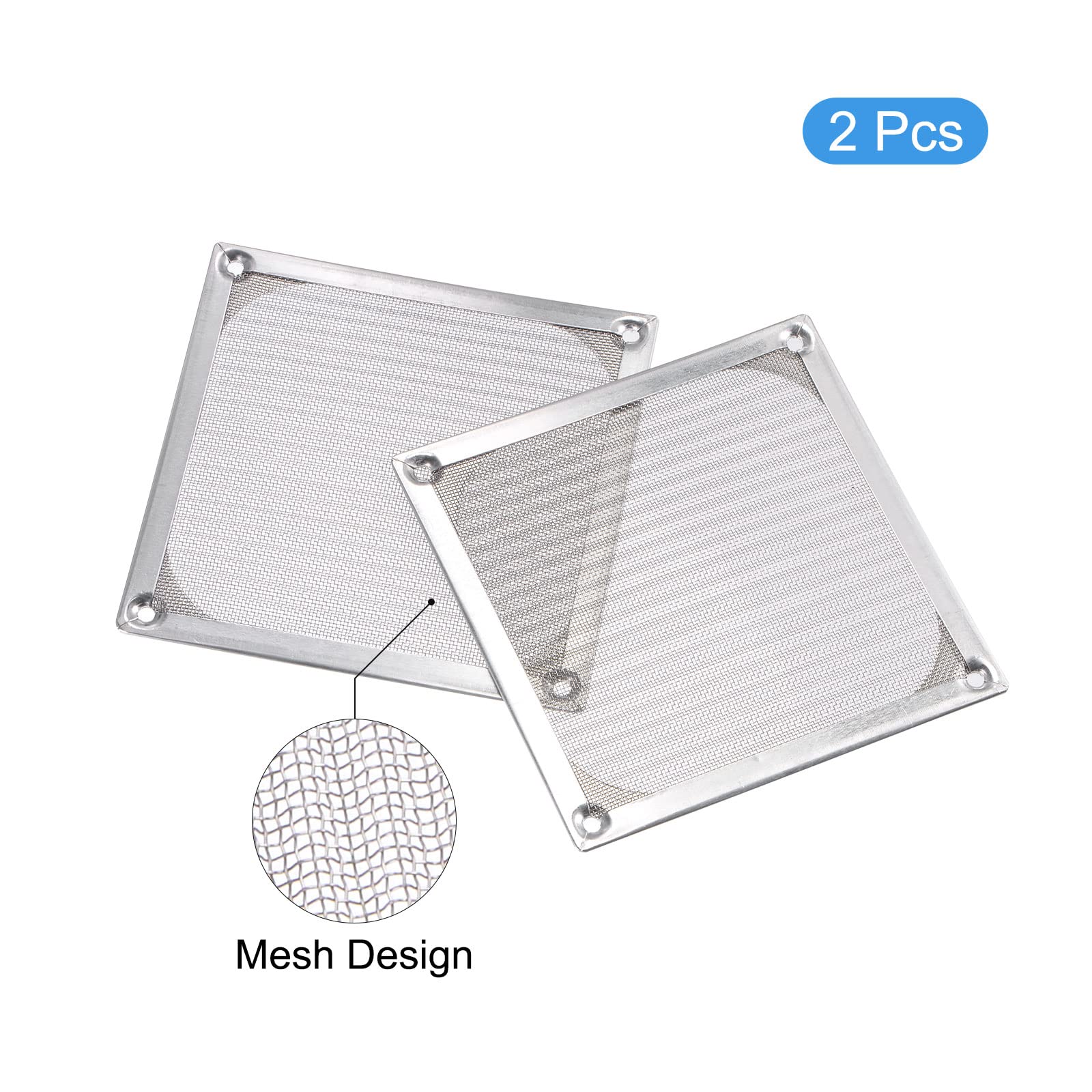MeccaniXity 120mm Computer Fan Filter Grills - Stainless Steel Mesh Dustproof Case Cover for PC, Desktop & Gaming Computer Cooling (2-Pack) | Perfect for Dust Protection & Airflow Optimization in Home & Office Setups
