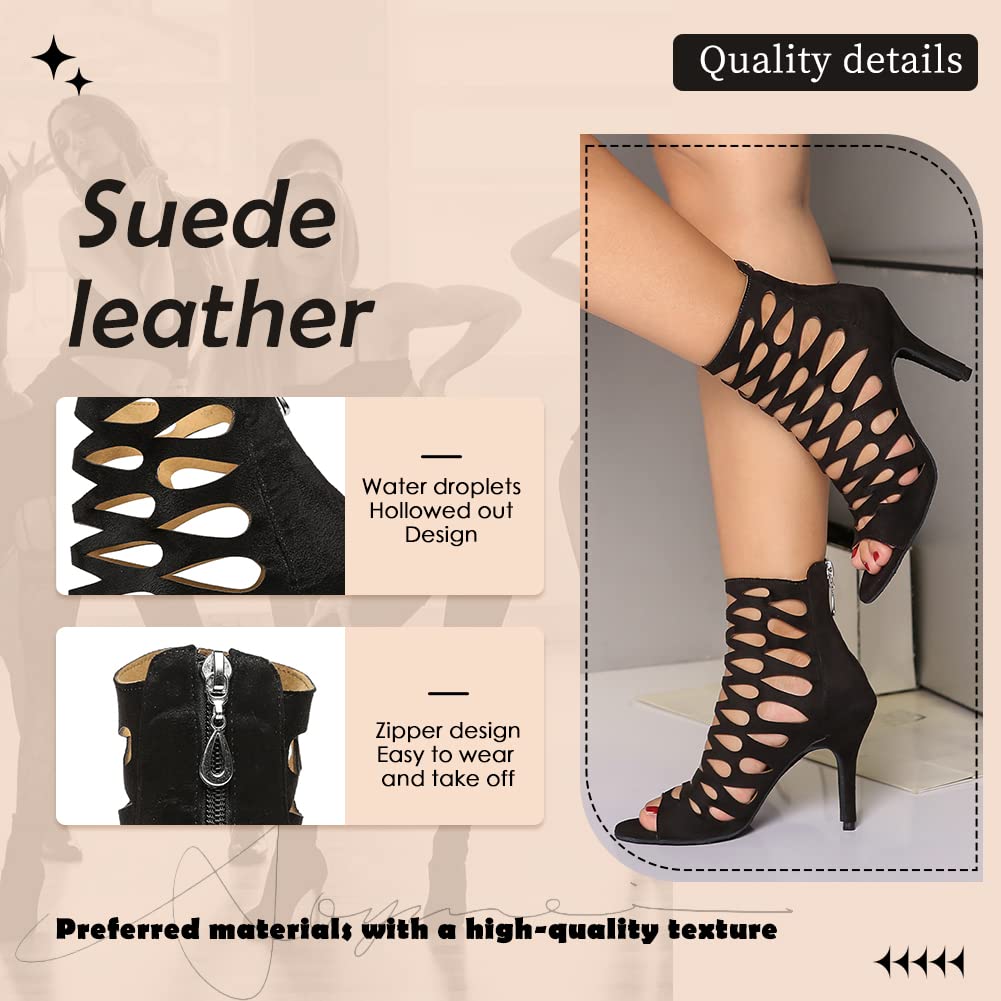 Latin Salsa Dance Boots for Women - Open Toe Ankle Ballroom Performance & Practice Shoes YCL455 | Perfect for Salsa, Bachata, Tango & Dance Competitions