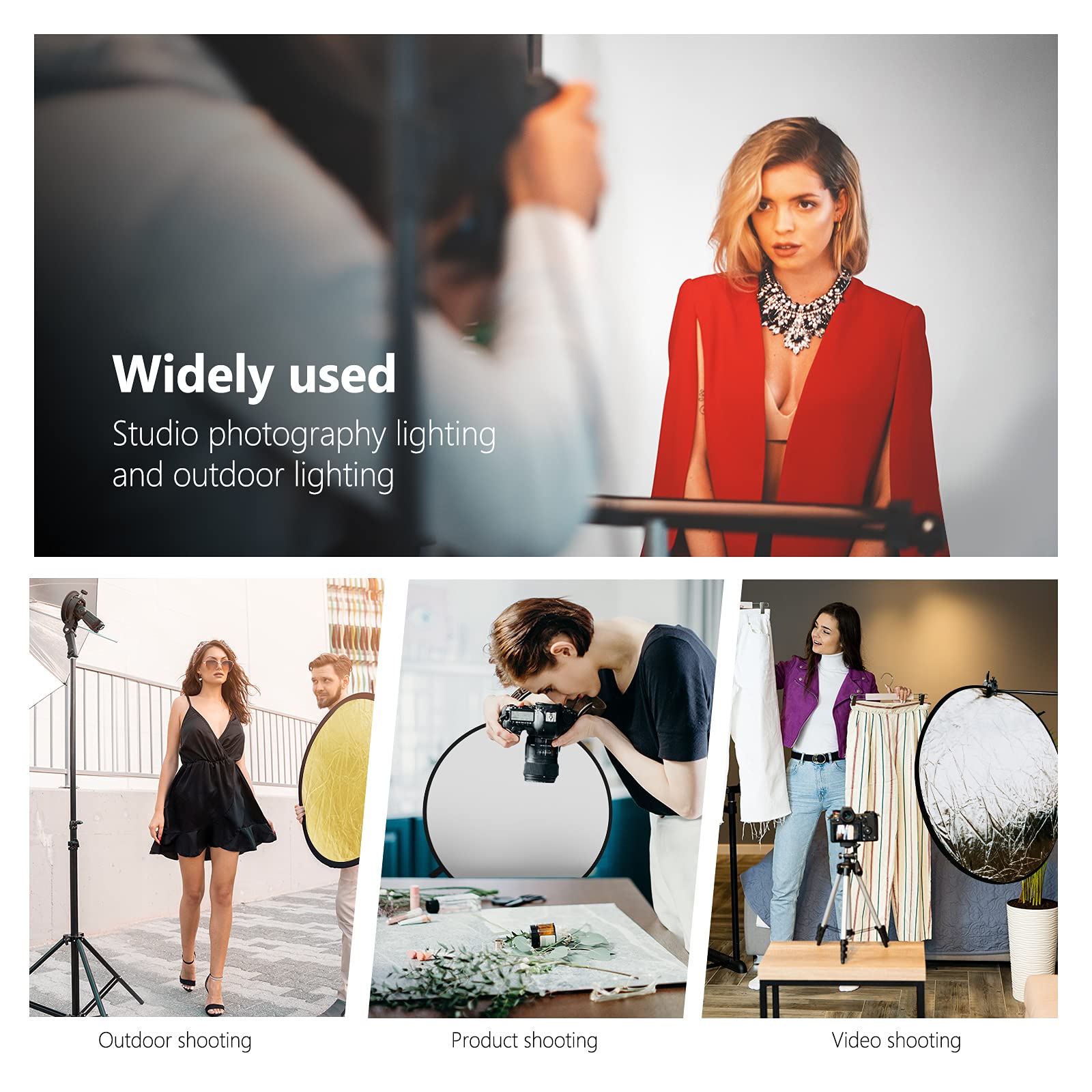 NEEWER 22 Inch 5-in-1 Collapsible Light Reflector Diffuser - Translucent, Silver, Gold, White & Black for Studio & Outdoor Photography - Perfect for Portraits, Product Shoots and Natural Lighting Enhancement