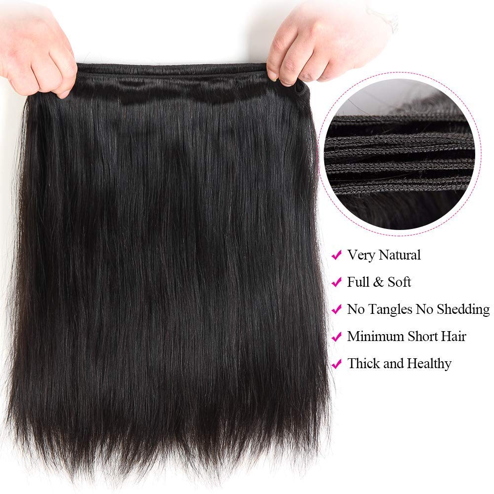 100% Unprocessed Brazilian Virgin Human Hair Bundles - 3 Bundles 22 24 26 Inch Straight Natural Black Weave Hair Extensions for Black Women | Perfect for Daily Styling, Special Occasions & Protective Hairstyles