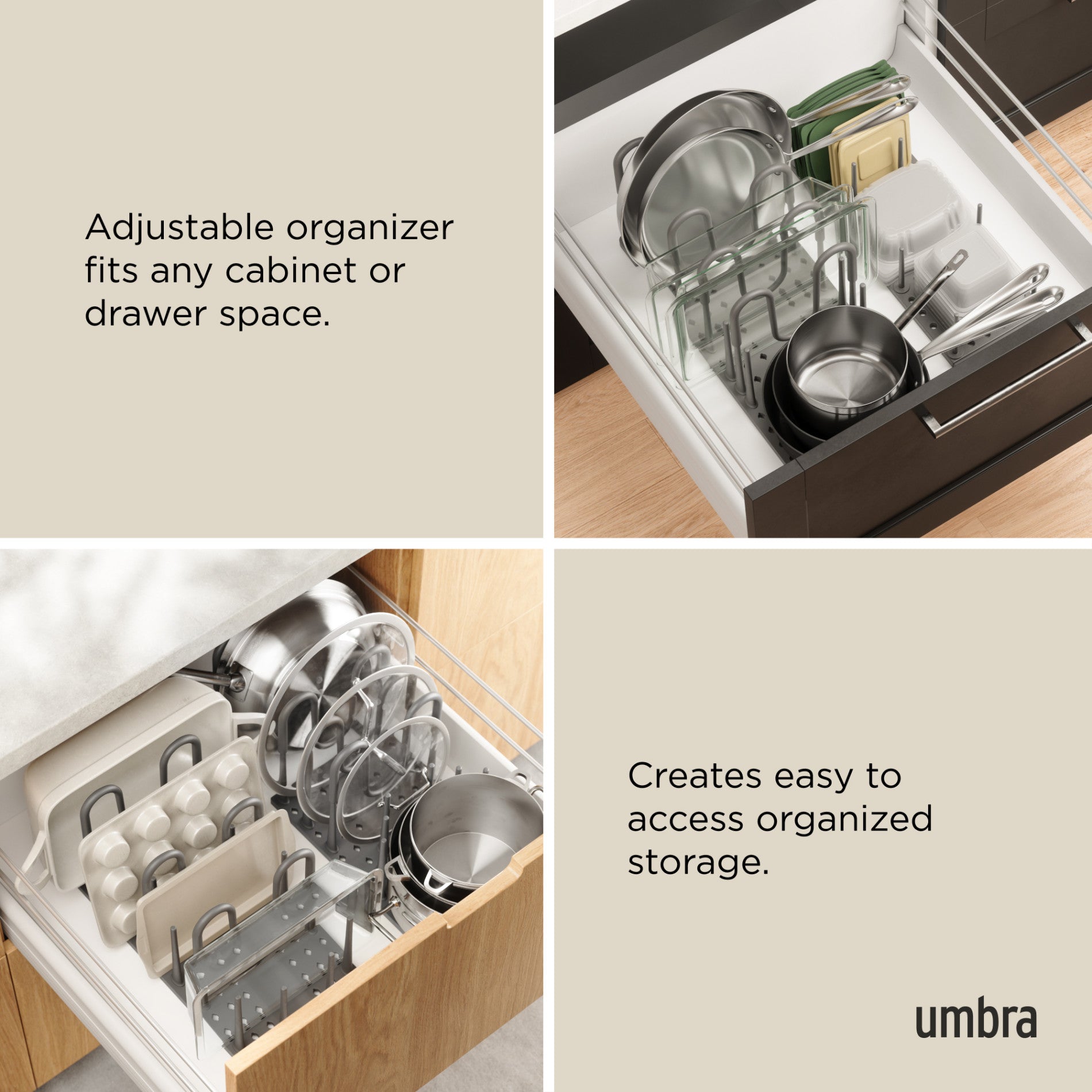 Peggy Cookware Organizer - Premium Kitchen Cabinet Organizer for Pots, Pans & Lids - Space Saving Storage Solution for Home & Restaurant Use