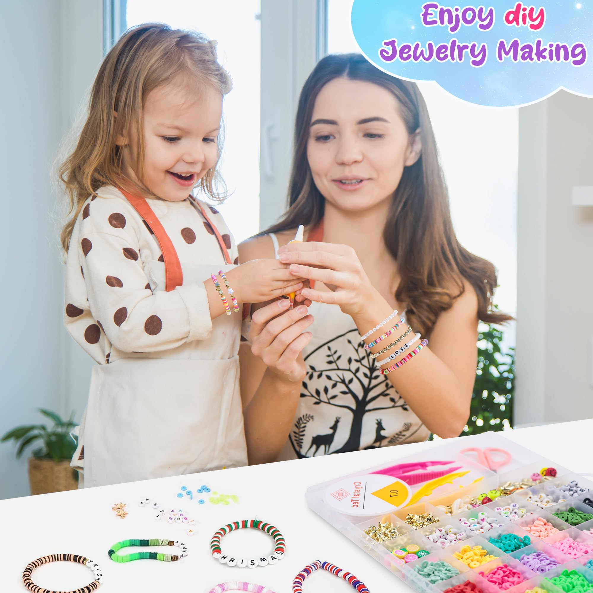 OHOME 5300 Clay Beads Bracelet Making Kit for Kids - Easter Basket Essentials, Arts and Crafts for Girls Ages 8-12, DIY Jewelry Making Supplies, Easter & Birthday Gift for 3-10 Year Olds - Perfect for Party Favors, Classroom Activities & Creative Play