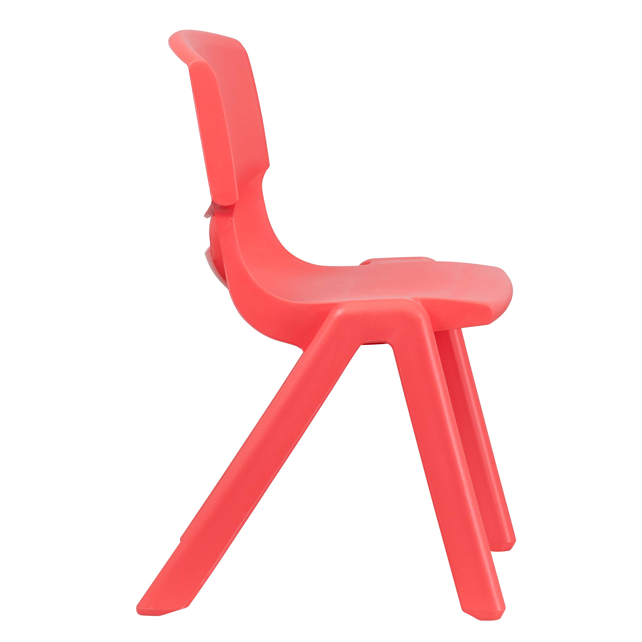 EMMA + OLIVER 4 Pack Red Plastic Stackable School Chairs - 15.5