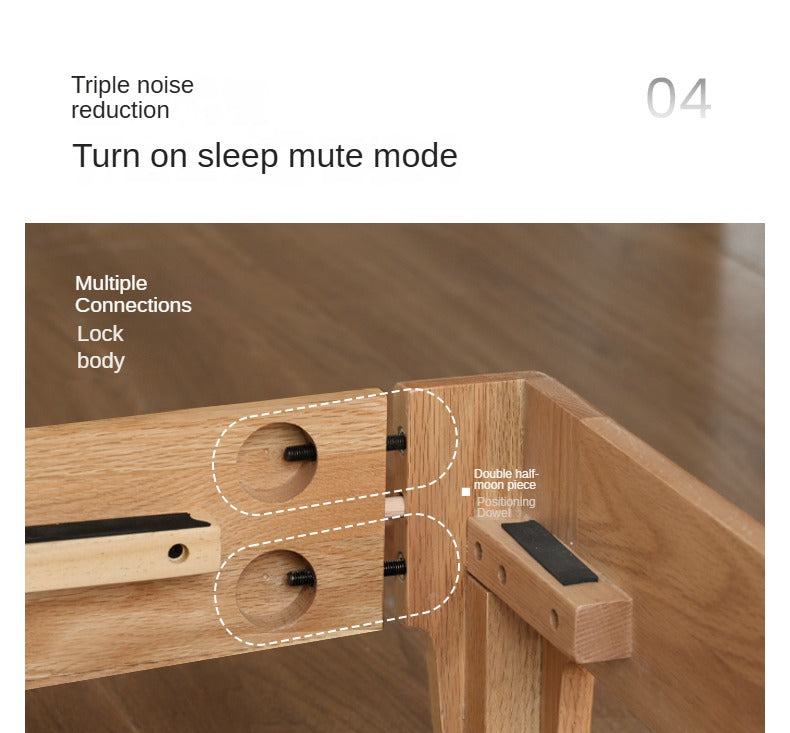 Solid Oak Wood Leather Upholstered Soft Bed - Queen Size, Modern Platform Bed Frame with Headboard for Bedroom, Living Room, Guest Room