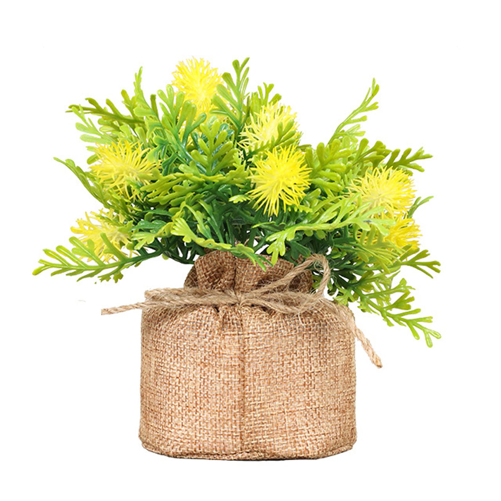 Artificial Potted Plants for Home Decor - Fake Plastic Linen Rope Simulation Plants, Low Maintenance Desktop Greenery for Office, Living Room & Bedroom Decor