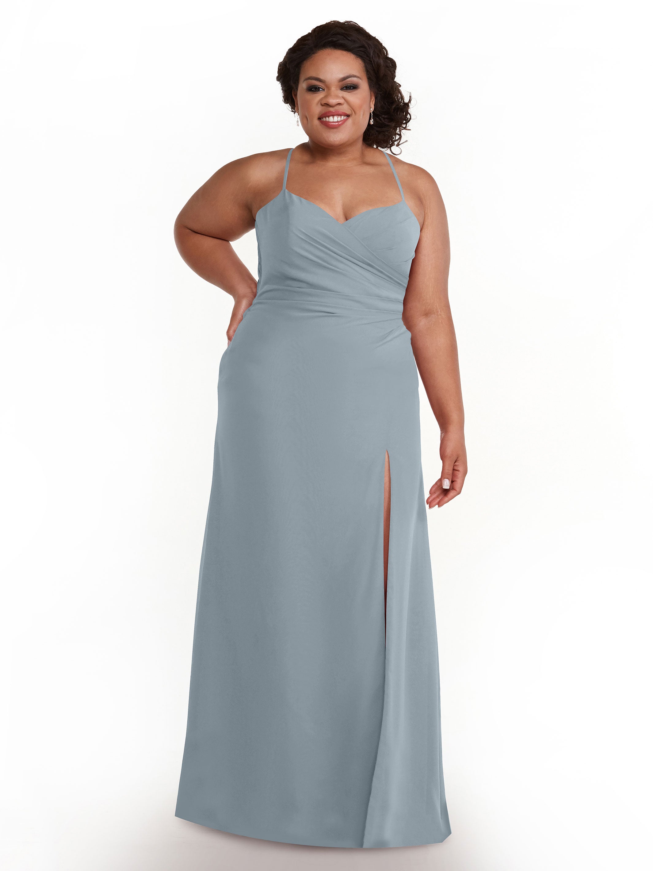 Elegant A-Line Chiffon Bridesmaid Dress with High Slit - Perfect for Weddings, Formal Events & Evening Parties