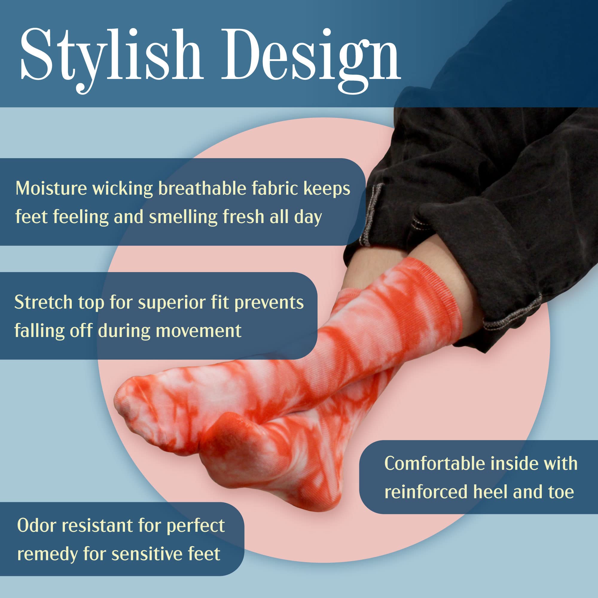 BambooMN Women's Bamboo Athletic Tie-Dye Crew Socks - Soft Breathable Yoga Running Workout Socks for Women - Perfect for Gym, Sports & Everyday Comfort