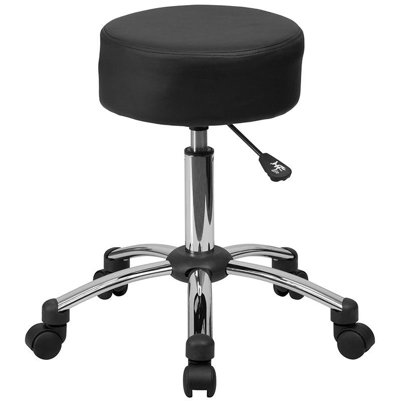 FLASH Medical Ergonomic Stool with Chrome Base - Adjustable Rolling Stool for Doctors, Dentists, Nurses & Lab Technicians - Comfortable & Durable for Clinics, Hospitals & Medical Offices