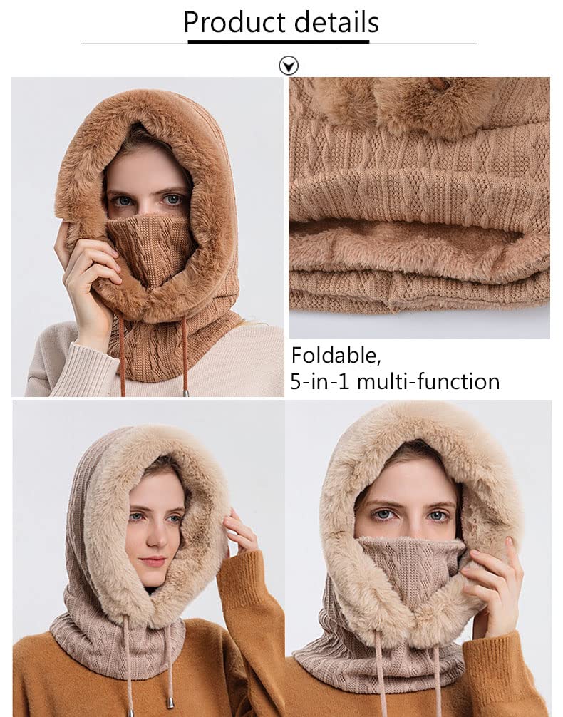 Women's Fleece Ski Mask Balaclava - Winter Face Cover Hood with Neck Protection for Skiing, Snowboarding & Outdoor Activities - Perfect for Cold Weather Sports, Dog Walking & Hiking