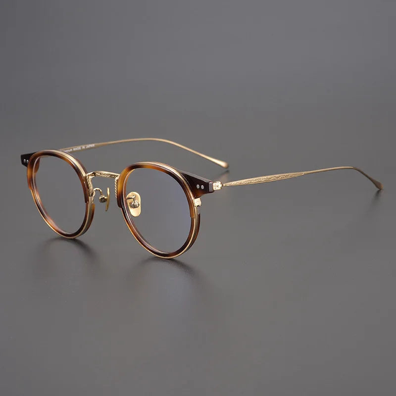 Black Titanium Unisex Round Full Rim Eyeglasses Frame 7285 - Lightweight & Durable for Reading, Driving & Everyday Use