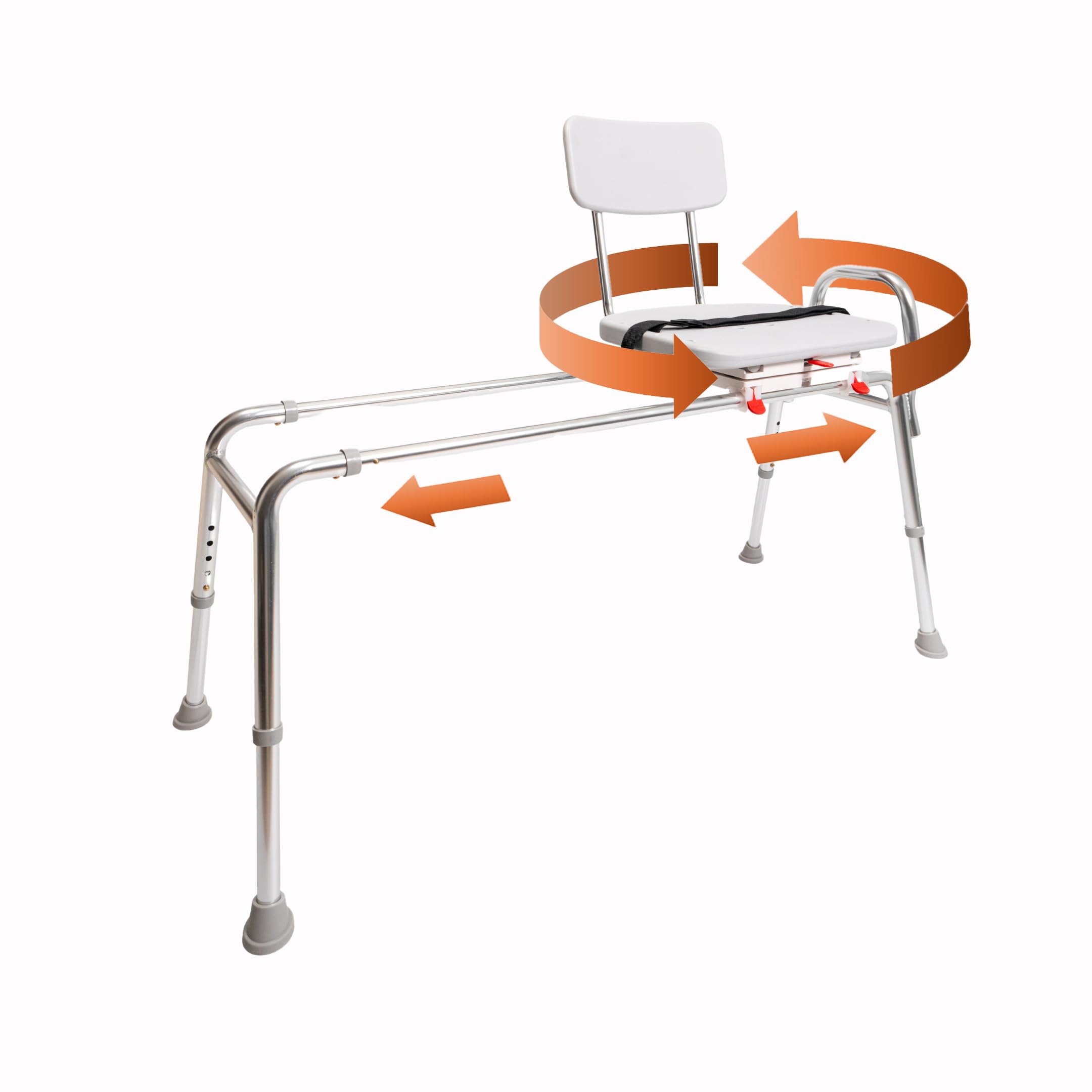 Eagle Health Supplies Heavy-Duty Swivel Sliding Shower Chair & Bathtub Transfer Bench - 350 lb Capacity, Adjustable Height, Non-Slip Feet - Safe Shower Seat for Elderly, Disabled & Handicap - Perfect for Bathroom Safety, Post-Surgery Recovery & Mobility Assistance