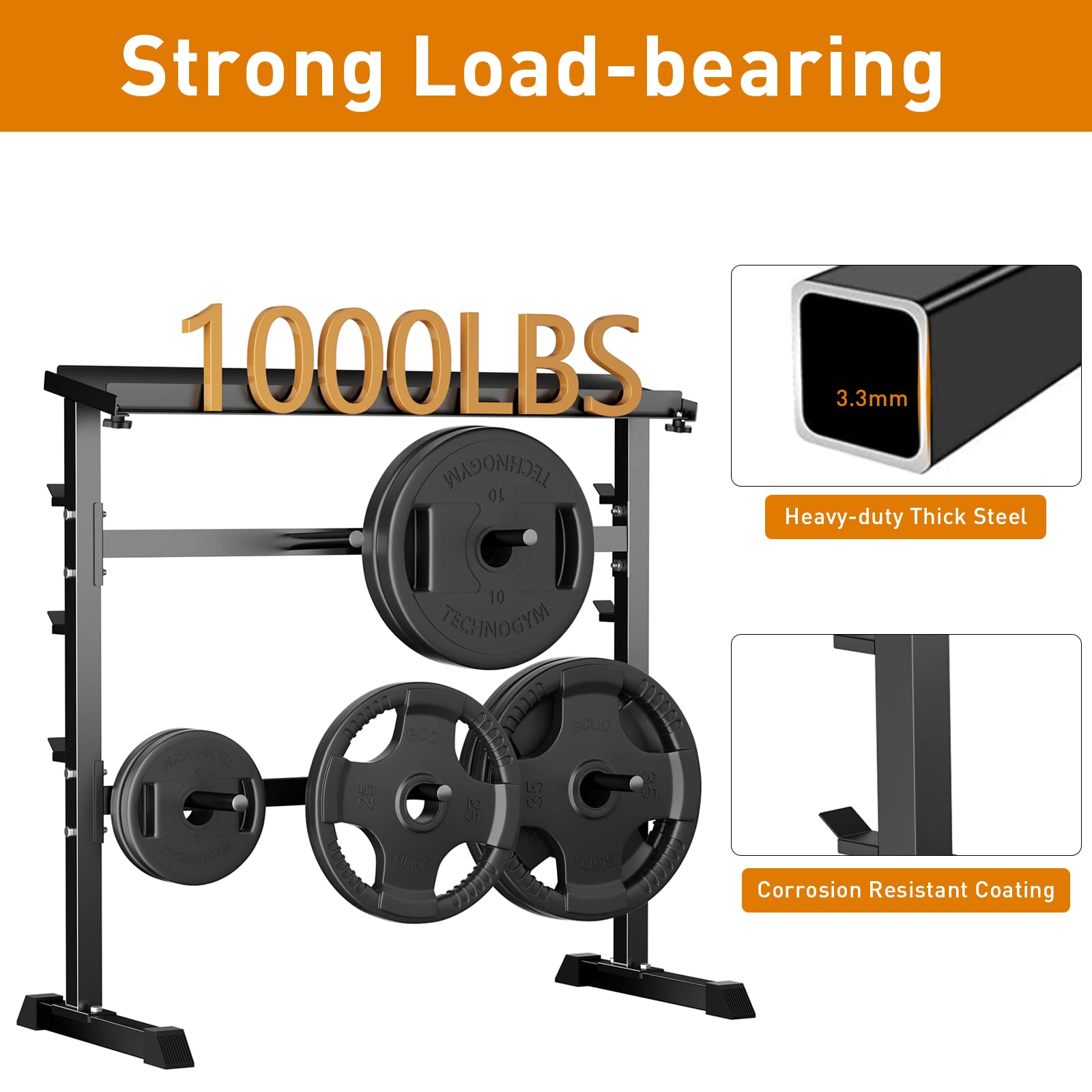 UBOWAY Compact Dumbbell Rack Stand - Heavy Duty Weight Storage Organizer for Dumbbells, Olympic Barbells & Weight Plates | Perfect for Home Gym Strength Training & Fitness Workouts | Space-Saving Exercise Equipment for Garage, Basement & Small Spaces