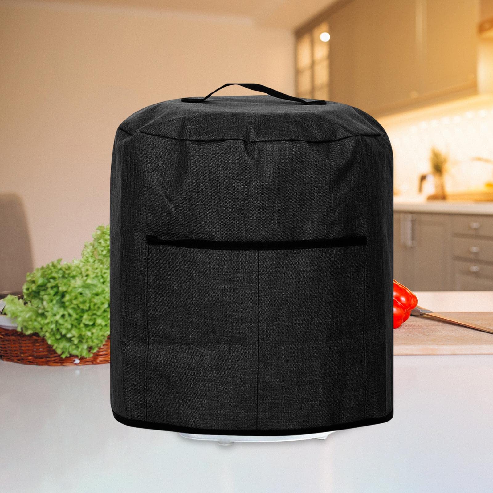 Dual Layer Air Fryer Cover - Dustproof, Easy to Clean Protective Travel Cover for Air Fryers & Cookware - Perfect for Kitchen Storage, Camping & Outdoor Cooking (Black)