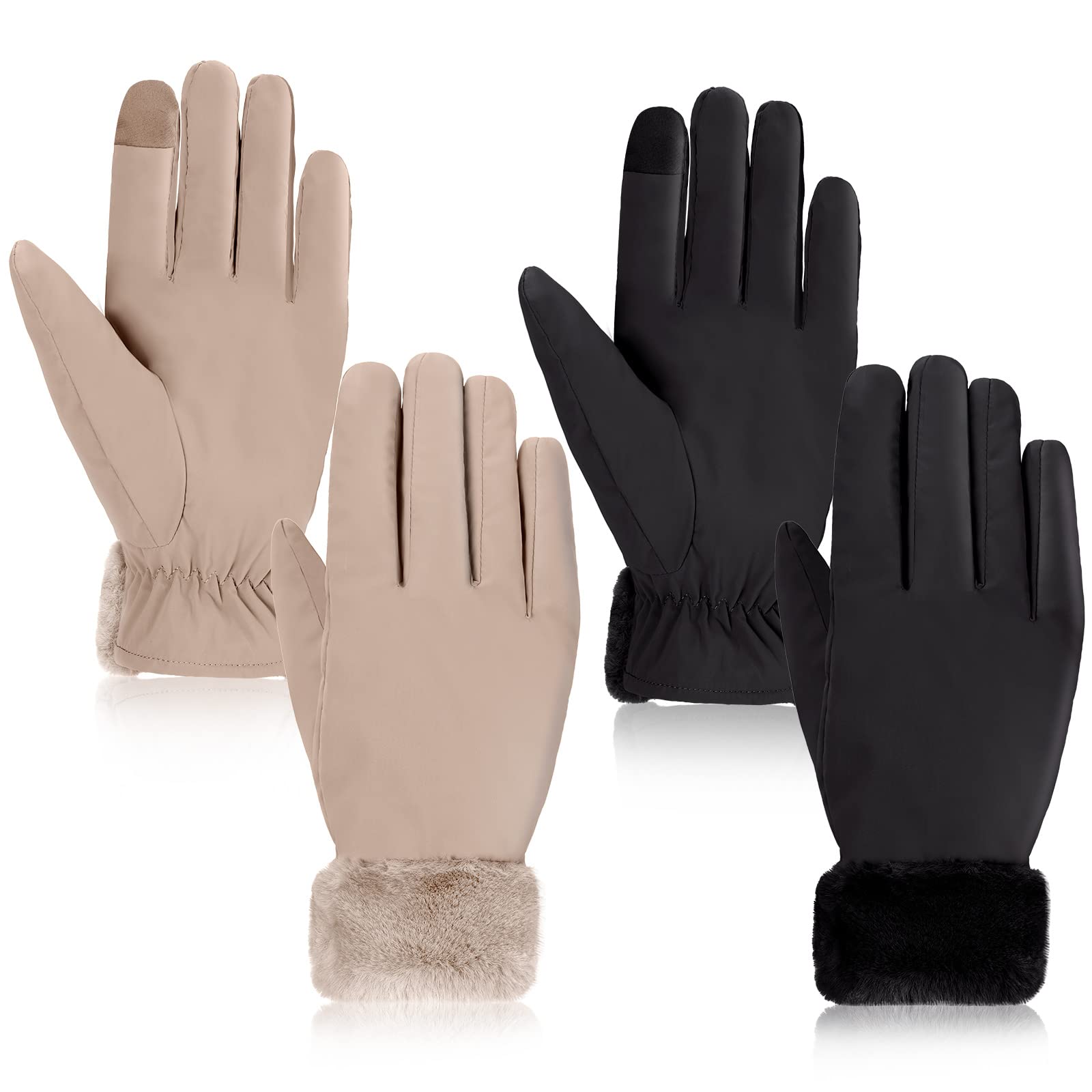 Eurzom Women's Waterproof Touchscreen Ski Gloves - 2 Pairs Winter Snowboarding Gloves Windproof Thermal for Skiing, Snowboarding & Outdoor Activities